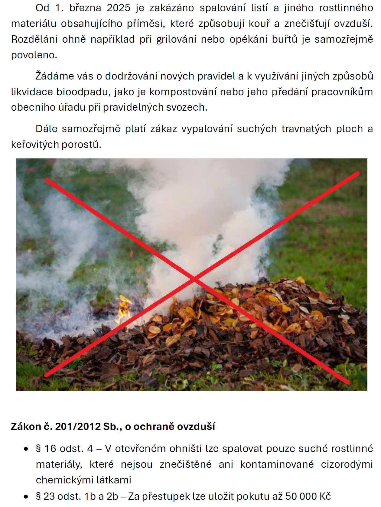 Zákaz spalování listí